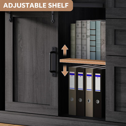 Homiflex 78.7" L Shaped Executive Desk with Drawers and File Cabinet, Farmhouse Large Office Desk with Power Outlets & Sliding Door Storage, Corner Computer Desk for Home Office Gaming, Dark Grey
