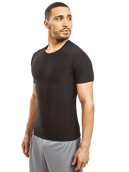 Sweat Shaper Men's Athletic Tee, Short Sleeve Compression T-Shirt, Performance Baselayer Workout Shirt (Black, Medium)