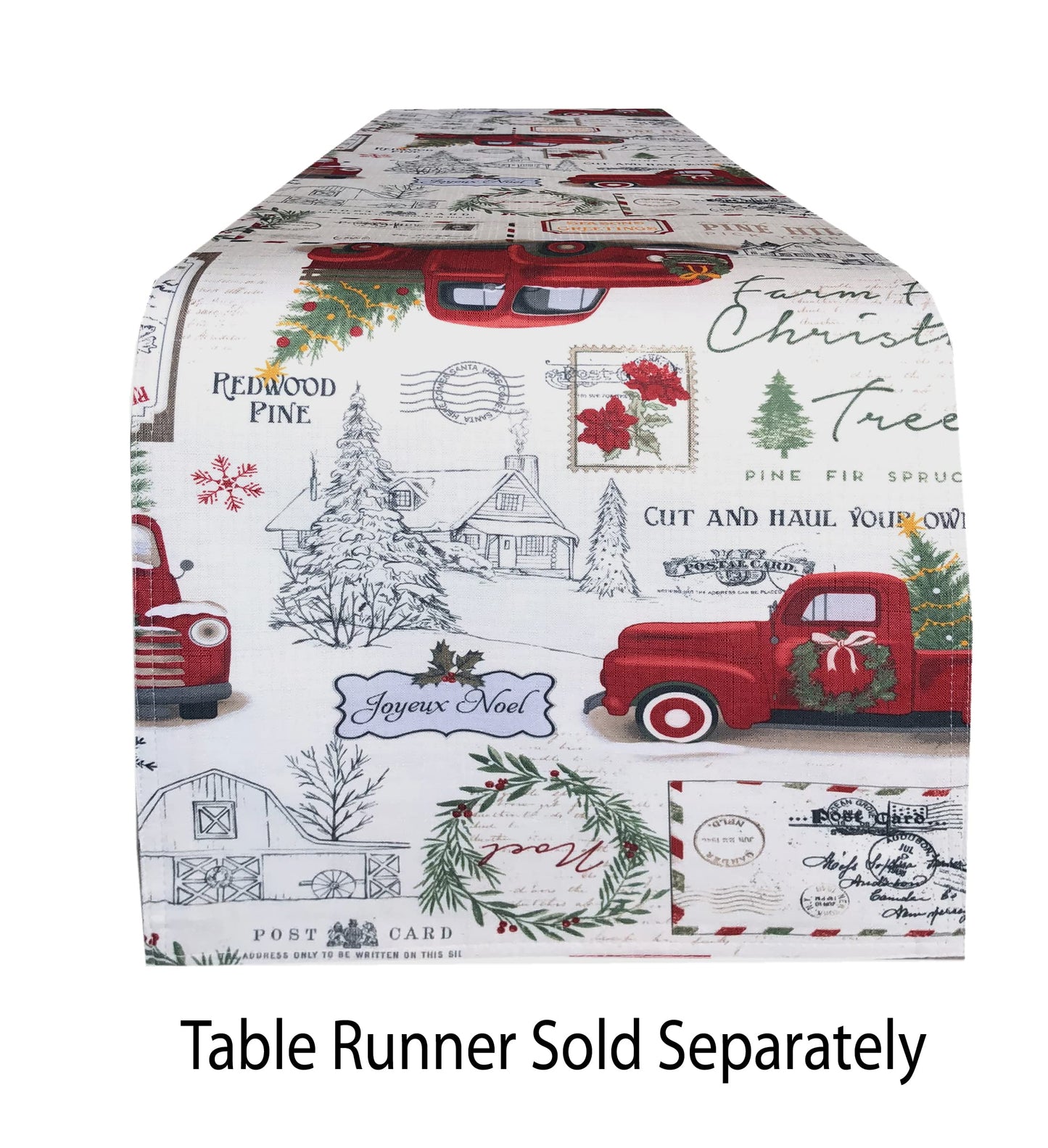 Newbridge Christmas Pine Hill Tree Farm Fresh Red Truck 72 Inch Long Table Runner, Nostalgic Retro Holiday Country Farm Truck No Iron and Stain Resistant Table Runner for Party, Banquet and Buffet
