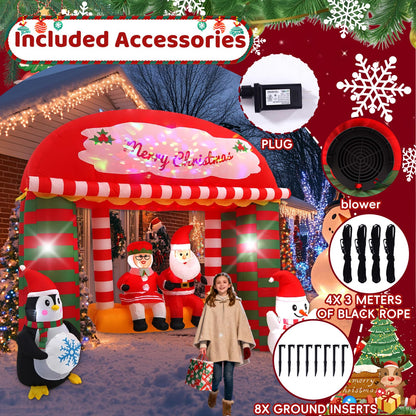 10FT Santa Claus Swing Outdoor Inflatable with Rotating LED Lights for Christmas Holiday Party Decoration, Winter Garden Decoration