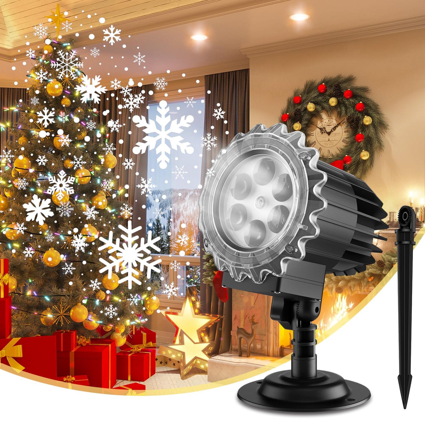 Christmas Snowfall Projector Lights, MILPROX Indoor Outdoor Holiday Snowflake Projector Lights, Clear Rotating Snow Falling Lamp for Halloween Xmas Party Garden Landscape Decoration（Snow Spots）