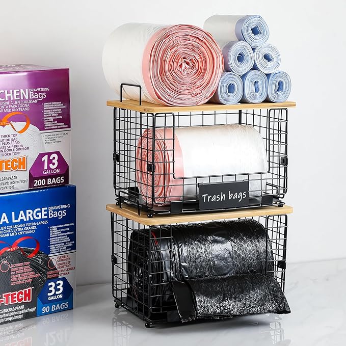1 Pack Stackable Storage Trash Bag Baskets