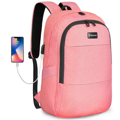 Travel Laptop Backpack Water Resistant Anti-Theft Bag with USB Charging Port and Lock 14/15.6Inch Computer Business Backpacks Gift for Men Women，Casual College School Student Bookbag,A-Coral Pink