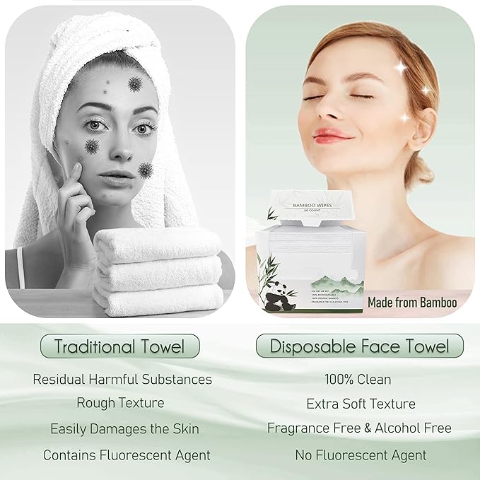 Bamboo Viscose Disposable Face Towel Biodegradable Large Dry Face Wipes 240