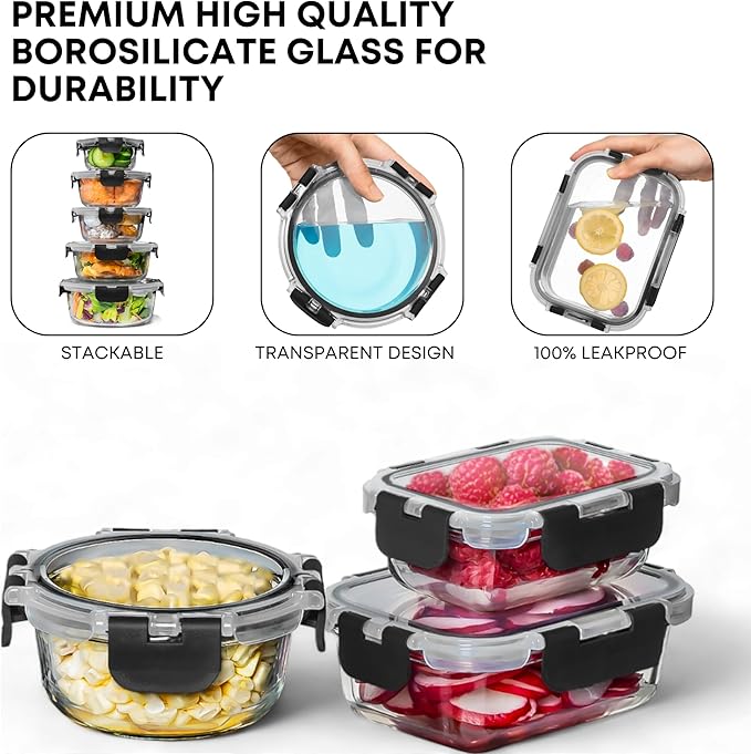 Razab 30 PC Glass Food Storage Containers