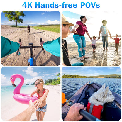 i3 4K Thumb Action Camera, Tiny Size, Mount Anywhere, Small Body Camera with Spring Clip, Portable Vlogging, Hands-Free POV Recording, Helmet Cam for Cycling, Motorcycle (64G-Card, Black)
