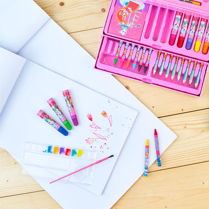 Paw Patrol Art Set Kids Colouring Pencils Felt Tip Pens Crayons Paints Stationery Crafts Boys Girls Art Supplies Preschool Travel 40 Plus Pcs Gift Set (Pink)