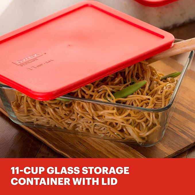 Pyrex Simply Store Glass Food Storage Container, Snug Fit Non-Toxic Plastic
