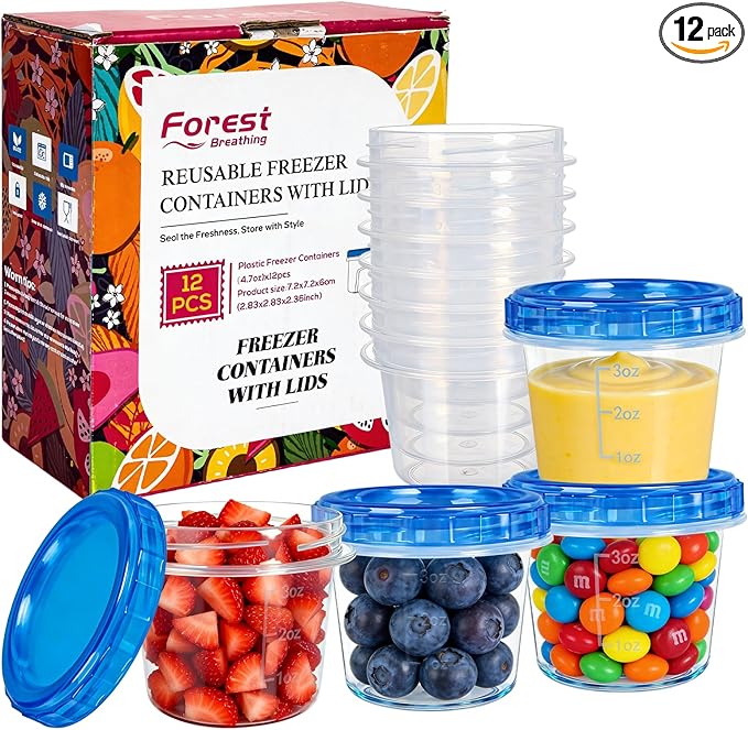 12 Pack 4oz Small Freezer Storage Containers