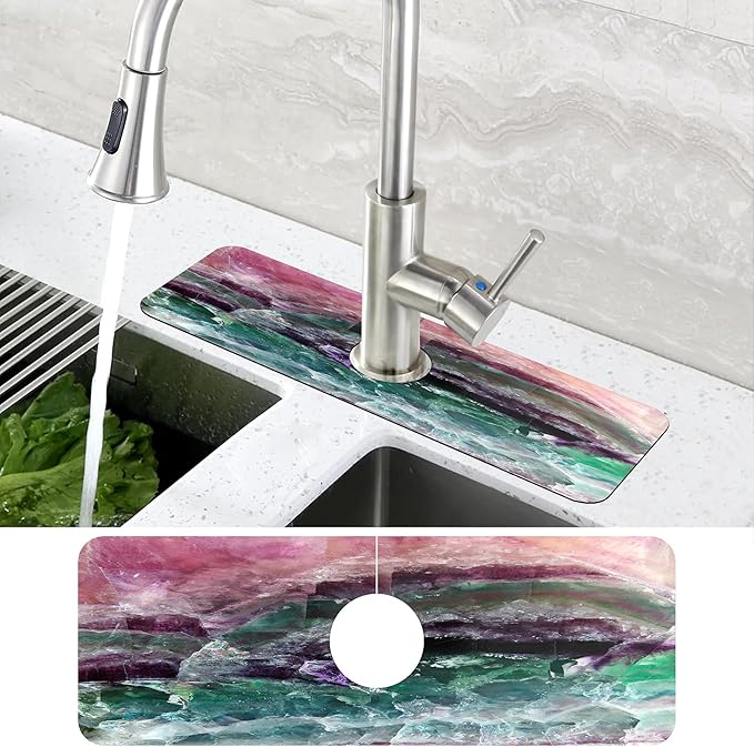 Green Purple Fluorite Dish Drying Mat