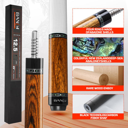 Banly Carbon Fiber Pool Cue - 12.5mm Time Crystal Tip, 58" Low Deflection Pool Sticks for Adults Professional Billiard Cue Sticks with Linggas Wood Butt
