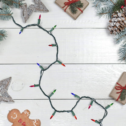 Mini Incandescent Christmas Lights - Multi-Color - 4' Green Wire - 20ct