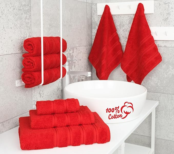 American Soft Linen Luxury 6 Piece Towel Set, 2 Bath Towels 2 Hand Towel 2