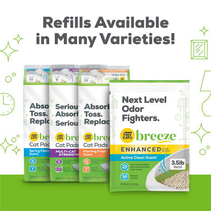 Purina Tidy Cats Hooded Litter Box System, BREEZE Hooded System Starter Kit Litter Box, Pellets & Pads