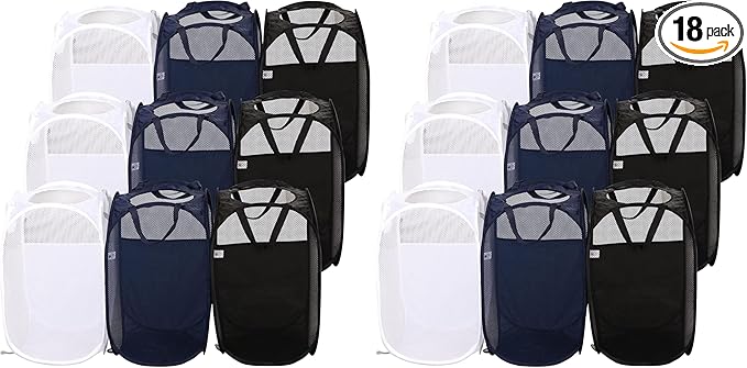 AQQA 9 Pcs Mesh Popup Laundry Hamper Set, Durable Handles, Sturdy Mesh