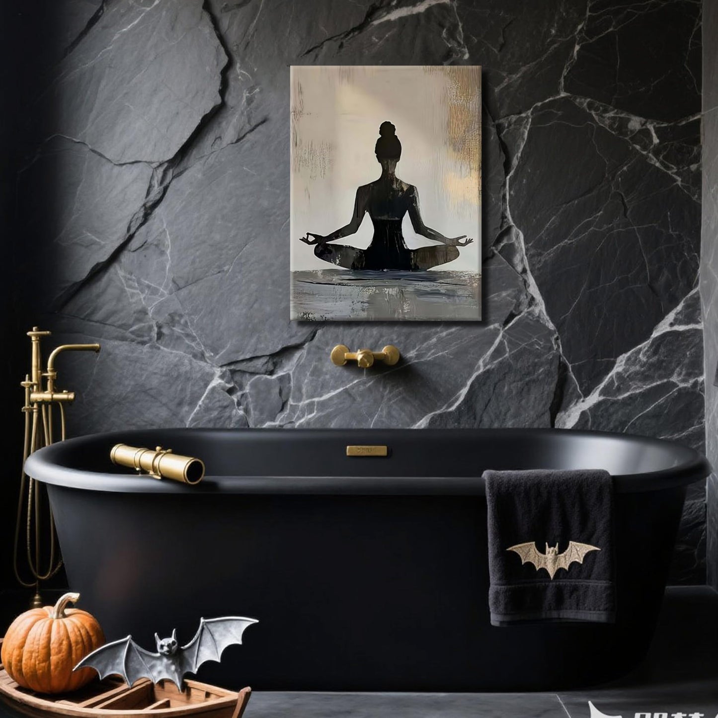 Framed Yoga Meditation Canvas Wall Art Minimalist Zen Silhouette Print Spiritua Mindfulness Painting Poster for Living Room Bedroom Yoga Studio Meditation Room Décor12x16 Inches