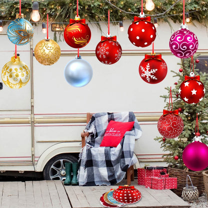Rtteri 30 Pcs Large Christmas Ball Shape Ornaments for Outdoor 4.9 Inch Double Sided Plastic Christmas Hanging Ornaments Balls for Xmas Tree Indoor Outdoor House Porch Yard Supplies