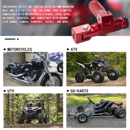 Universal 8mm Foot Pegs 90 Degree Foldable Motorcycle Footpegs CNC Anti-Skid Footrest compatible with Honda Yamaha Aprilia Suzuki Electric Car Motorbike Mini Bike Dirt Pit Bike Passenger Pedal （RED）