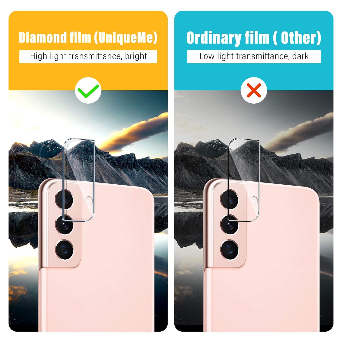 UniqueMe [2+3 Pack Compatible with Samsung Galaxy S21 5G - 6.2 inch Tempered Glass + Camera Lens Protector Screen Protector with Easy Installation Frame[9H Hardness]