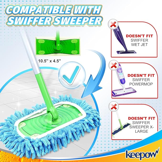 KEEPOW Reusable Microfiber Mop Pads Compatible