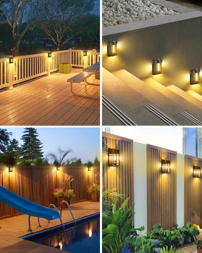 nipify Solar Fence Lights Outdoor Garden, 6 Packs LED Retro Solar Wall Lights Outdoor Waterproof, Auto On/Off Fence Lights Solar Powered for Patio Decking Gate Yard Stair Decoration(Warm White)