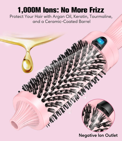 Terviiix Thermal Brush Get Voluminous Style, Quick Heating Hot Brush, Ceramic Tourmaline Ionic Heated Curling Iron, Digital Display 9 Temperatures Curling Wand, Dual Voltage, 1.5 Inch