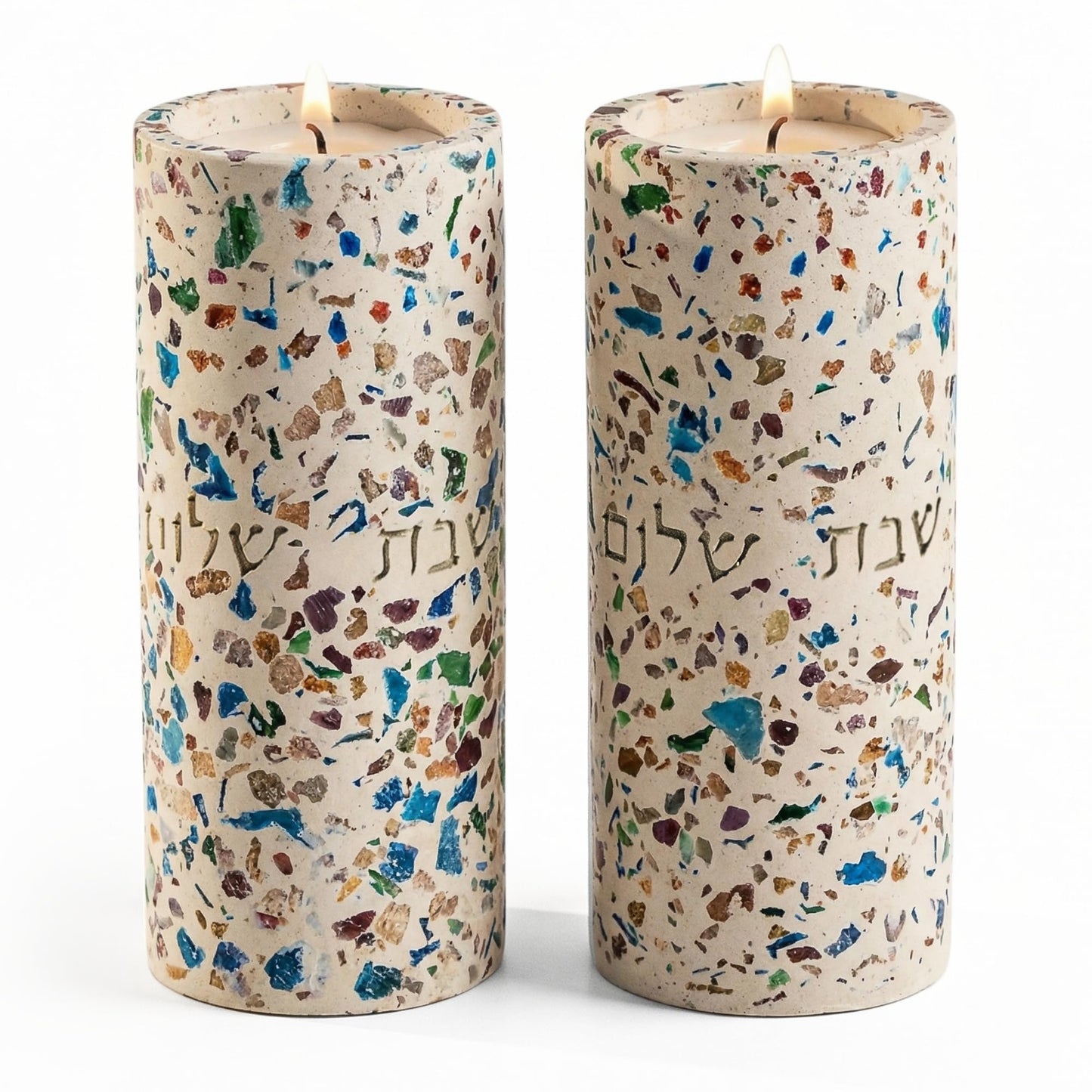 Suri Shabbat Candle Holder – Elegant Shabbat Candlesticks for Jewish Home Décor, Modern Metal Design, Perfect Candle Holders for Sabbath & Gift Giving (Turquoise)