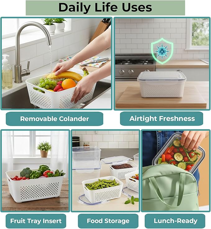 5 Pack Large Fruit Storage Containers