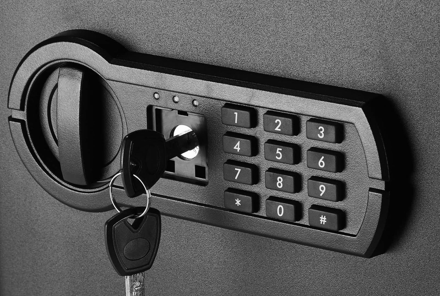 Amazon Basics Steel Home Security Electronic Safe with Programmable Keypad Lock for Documents, Jewelry, Valuables, 1.2 Cubic Feet, Black, 13"W x 13"D x 14.2"H