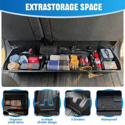 Flyvaroo Underseat Storage for 2019-2026 Chevy Silverado 1500 Crew Cab, Divider Under Seat Storage Box for 2020-2026 Silverado/Sierra 2500HD 3500HD Double Cab & Crew Cab with Mesh Pocket & Inner Bin