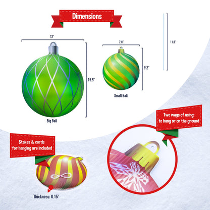 Outdoor Christmas Decoration Yard Signs | Double Sided Flat Print Christmas Ornaments Signs and Stakes Set for Hang or on Ground 5Pcs Three Large16" and Two Small 9" Per Set