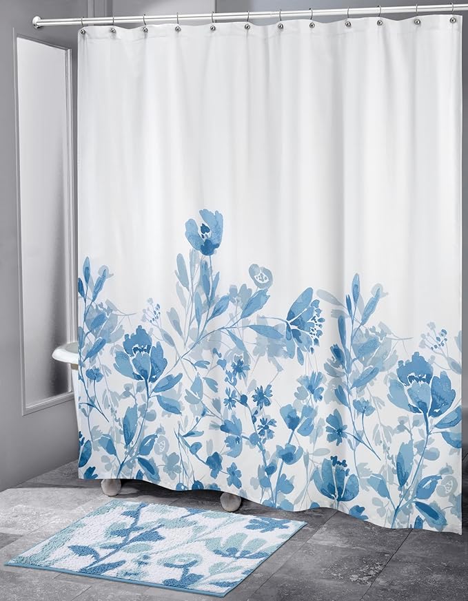 Izod - Shower Curtain, Twill Fabric Curtain, Floral Bathroom Decor, Dorm Room