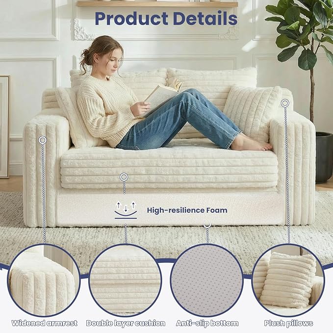 3-in-1 Convertible Sofa Bed: Boneless Loveseat Sleeper & Folding Couch Bed