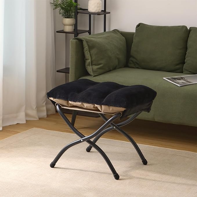 15" Folding Ottoman, Foldable Footrest Stool, Small Foot Stool