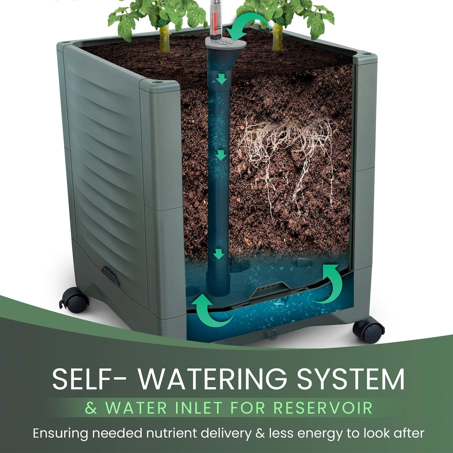 Tomato Planter Pot Tomato Box Raised Garden Bed 56.5" Tall Self-Watering and Water Indicator Planter for Tomato Outdoor Indoor Metal Trellis for Climbing Plants Large Reservoir-1 planter-not 2