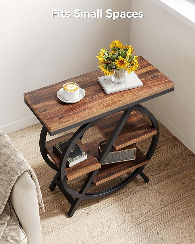 LITTLE TREE Industrial End Table, Narrow Side Table