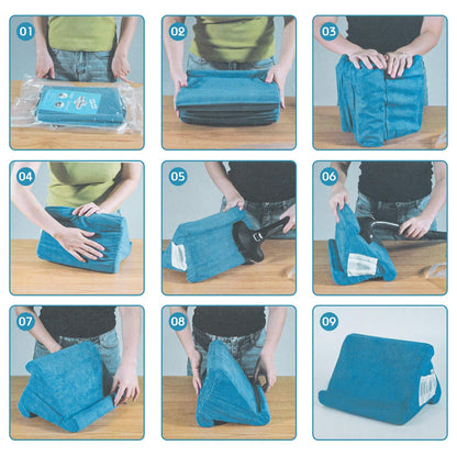 Mcbazel Tablet Pillow Stand for IPad Cushion-Stand,Soft Multi-Angle Phone Pillow Lap Holder for Tablet/iPad/E-Reader/Kindle- Lake Blue