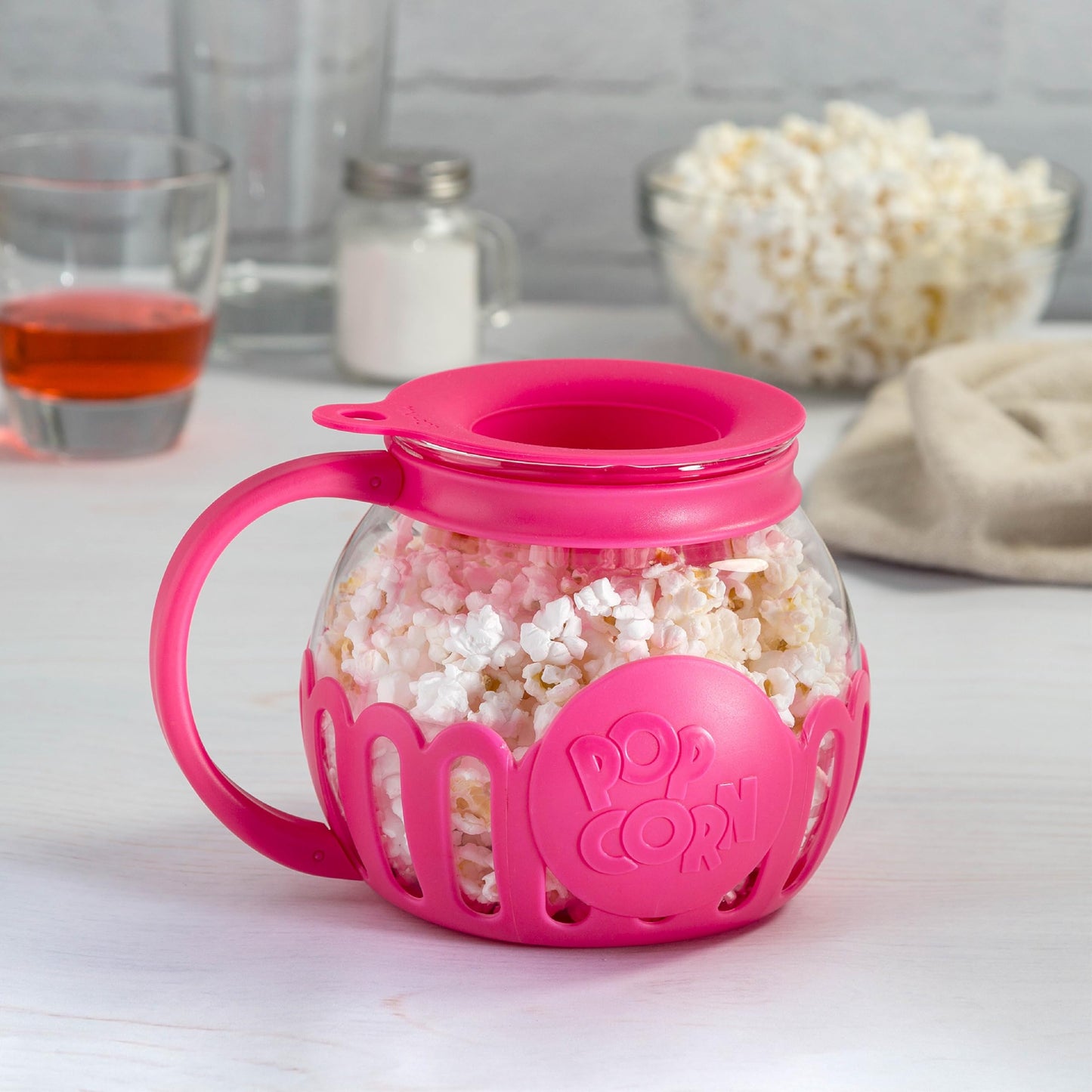 Ecolution Patented Micro-Pop Microwave Popcorn Popper with Temperature Safe Glass, 3-in-1 Lid Measures Kernels and Melts Butter, Made Without BPA, Dishwasher Safe, 3-Quart, Aqua