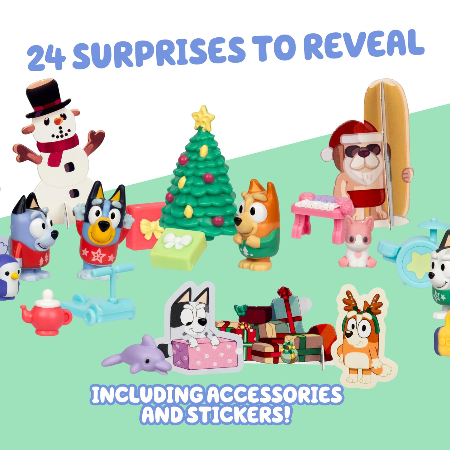 Bluey Mini Figures 2025 Christmas Advent Calendar, 24-Day Christmas Calendar Countdown with Festive Bingo, Muffin, and Socks, Advent Calendars for Ages 3+