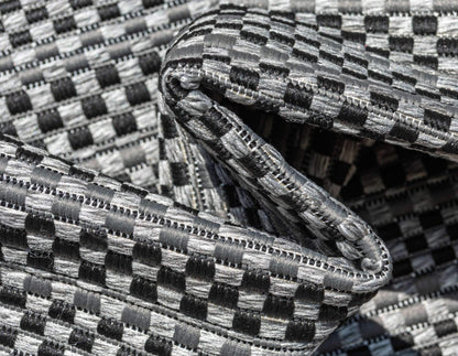 Unique Loom Outdoor Border Collection Area Rug - Checkered (8' x 11' 4" Rectangle, Gray/ Black)