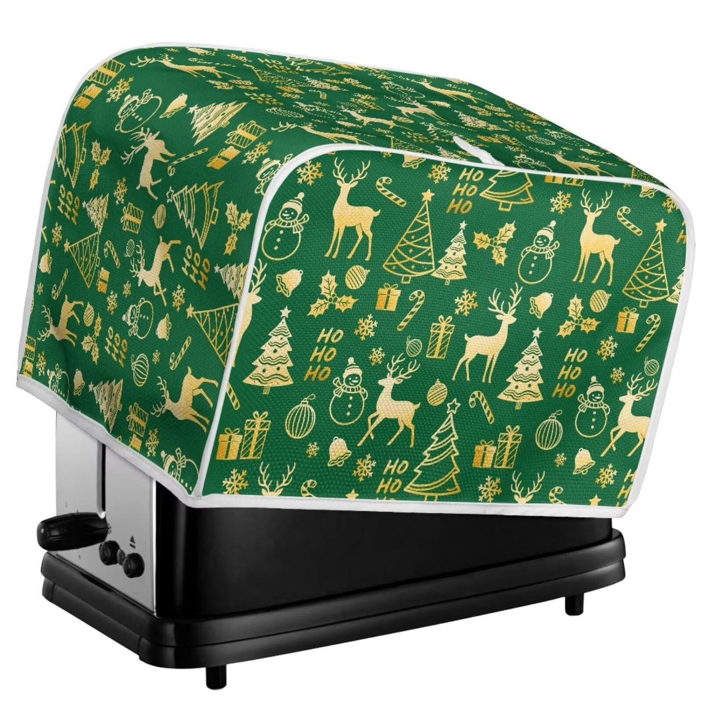 ASQVTIFE Christmas Toaster Covers 4 Slice Wide Slot for Home Christmas Kitchen Decor Green Toaster Oven Covers for Kitchen Counter Kitchen Bakeware Protector Foldable Accessories