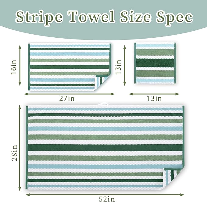 Green and White Towels