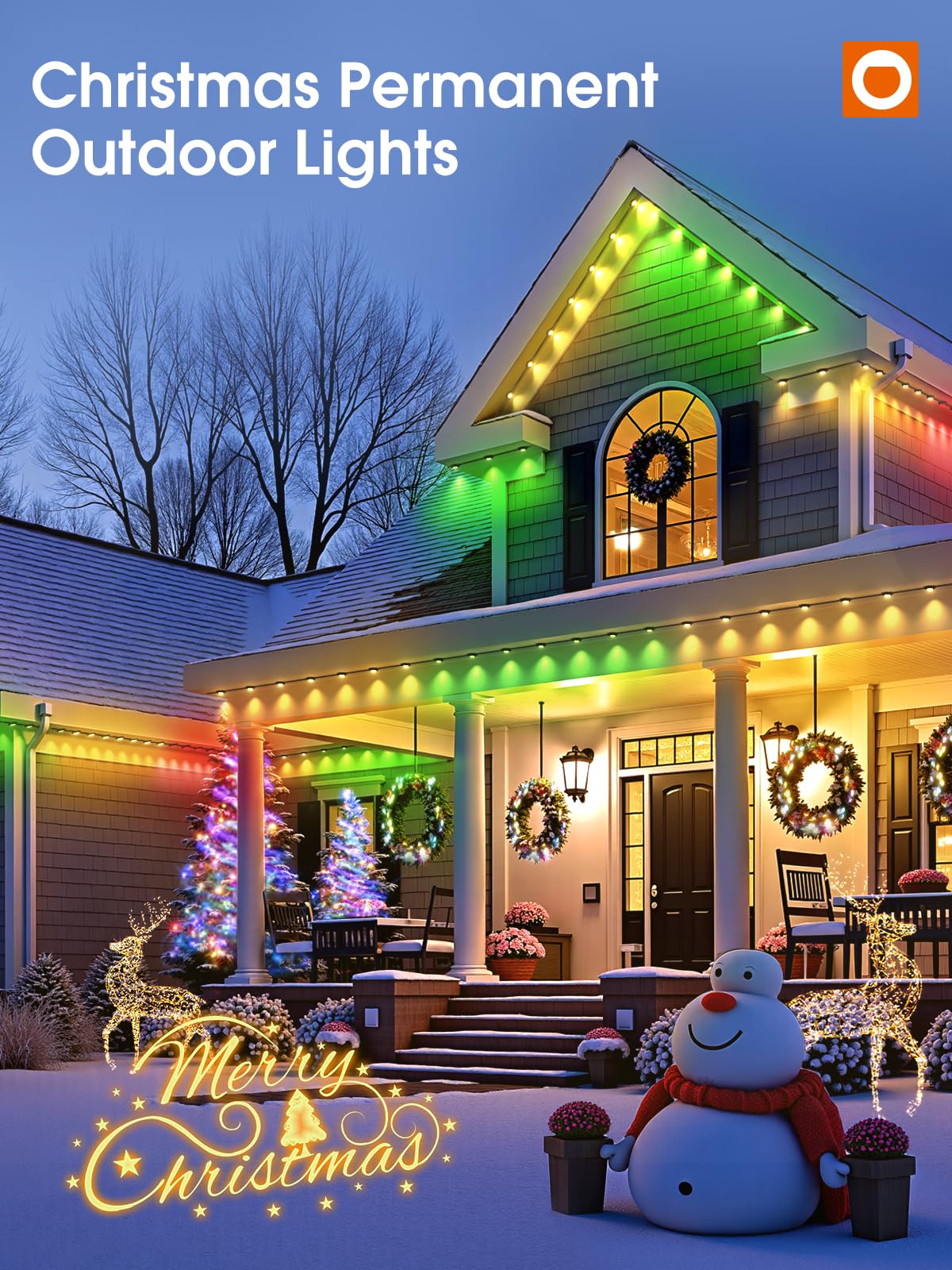addlon Permanent Outdoor Lights, 100FT with 50 Dual-LED, Cuttable & Extendable, Remote & App Control RGB Eave Light, IP67 Waterproof Outdoor Lighting for House, for Halloween Décor, Christmas Light
