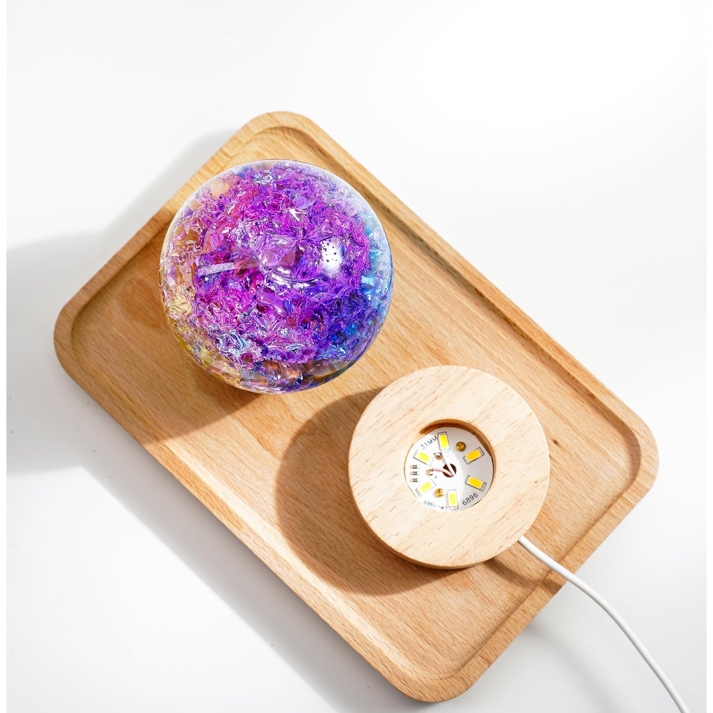 LOULIQIGIFT 80mm Colorful Cracked Crystal Ball Night Light Glass Ball Gifts