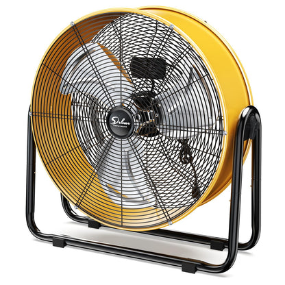Simple Deluxe 20 Inch Heavy Duty Metal Industrial Drum Fan, 3 Speed Floor Fan for Warehouse, Workshop, Factory and Basement, Yellow