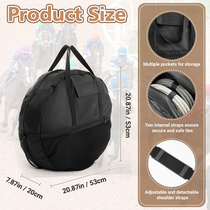 Shinylin 21 x 8 Inch Double Rope Bag with Strap for Trail and Working, Adjustable Strap Round Carry Bag for Roping Equipment Equestrian Accessories