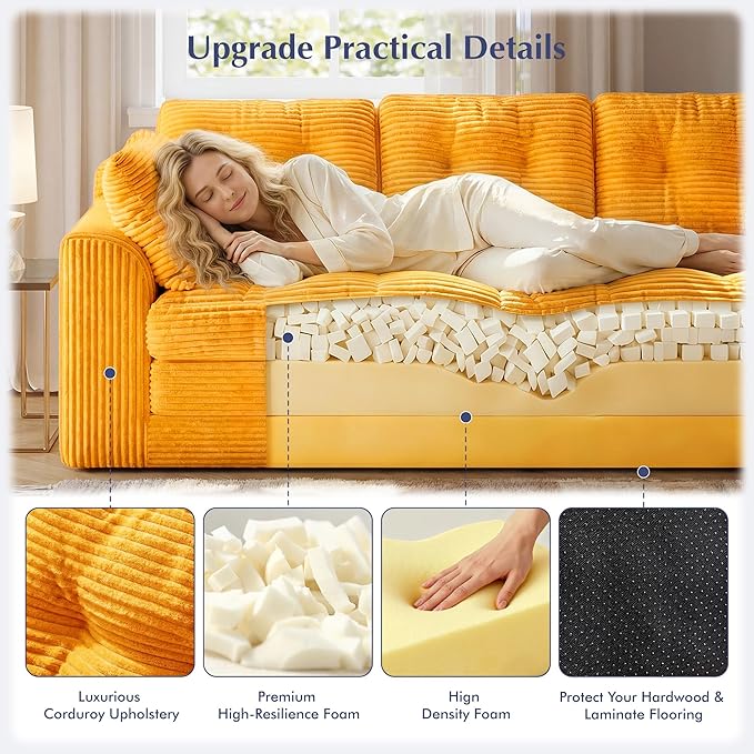 Homkdom 3 Seater Convertible Folding Sofa Bed, Pull Out Sleeper Sofa
