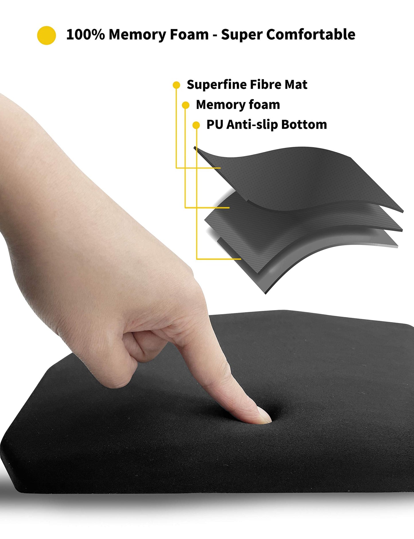 SOUNDANCE Ergonomic Mouse Pad with Wrist Rest Memory Foam Support, Black