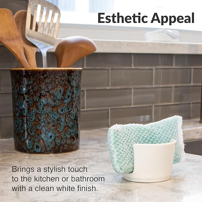 Elevated Lifestyle Ceramic Sponge Holder – Sink Caddy Organizer, Decorative