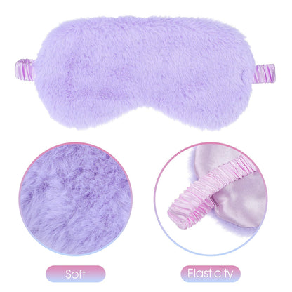 2 Pack Plush Sleeping Eye Mask Soft Plush Eye Mask Fuffy Eye Cover Comfortable Sleep Mask Blindfold Rainbow Faux Fur Eye Shade for Women, Men and Kids Travel Nap Sleeping 565488_2_3pL1H9vJ3